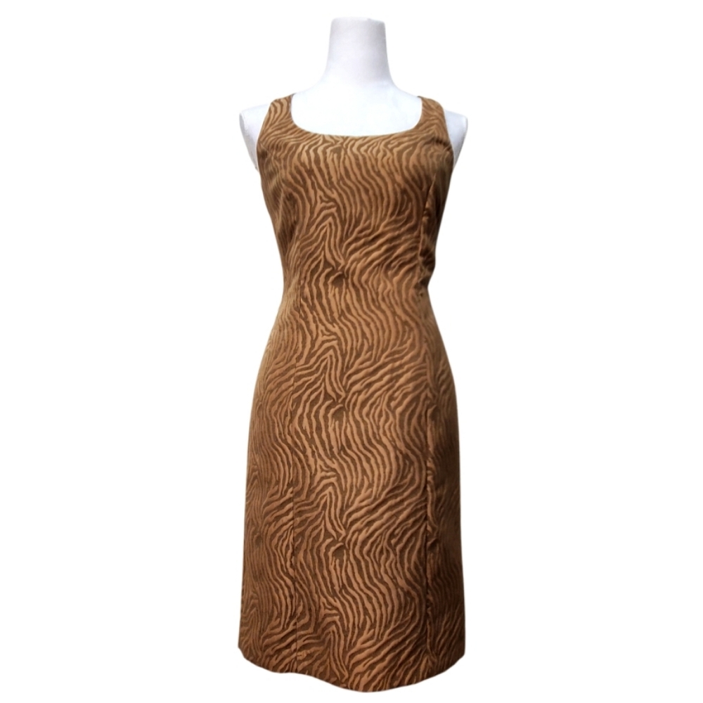 Antonio Melani Khaki Animal Pattern Sheath Dress Size 6